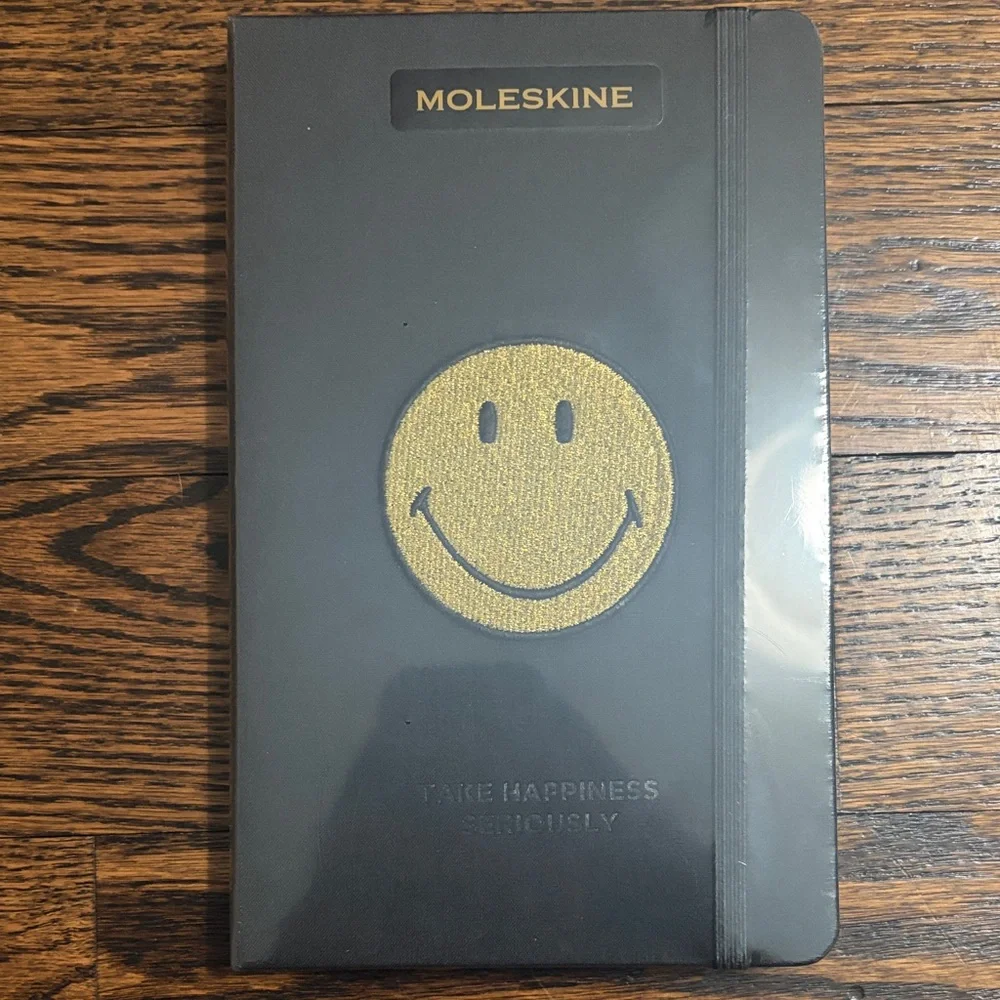 Moleskine Black Journal with Gold Smiley - Picture 1 of 4